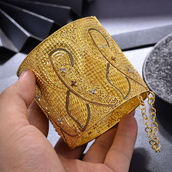 

wando india luxurious plus big size gold color bangles for wedding girl lady arab dubai bracelets wedding party mom gifts, Black