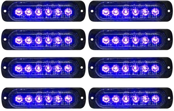 Atacado 100 pcs azul 6 LED Ultra-fino carro lateral marcador luzes para caminhões estroboscópio flash lâmpada LED piscando luz de aviso de emergência