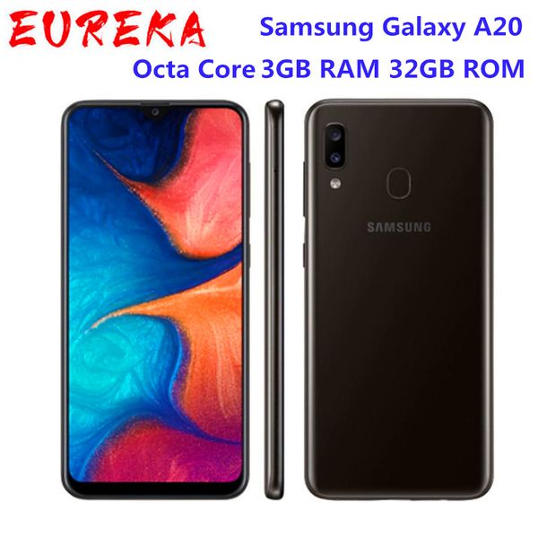 Оригинальный Samsung Galaxy A20 6,4 дюйма Octa Core 3GB RAM 32GB ROM 13MP камера Android 9.0 4000 мАч одиночный SIM-телефон