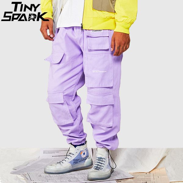 

hip hip harem pant streetwear harajuku multi pockets cargo pants vintage baggy trousers 2020 autumn korean tactical pant cotton, Black