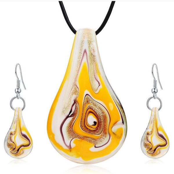 

jewelry set glaze jewelry sets shallow water droplets large pendant necklace earrings for women ethnic fashion, Silver