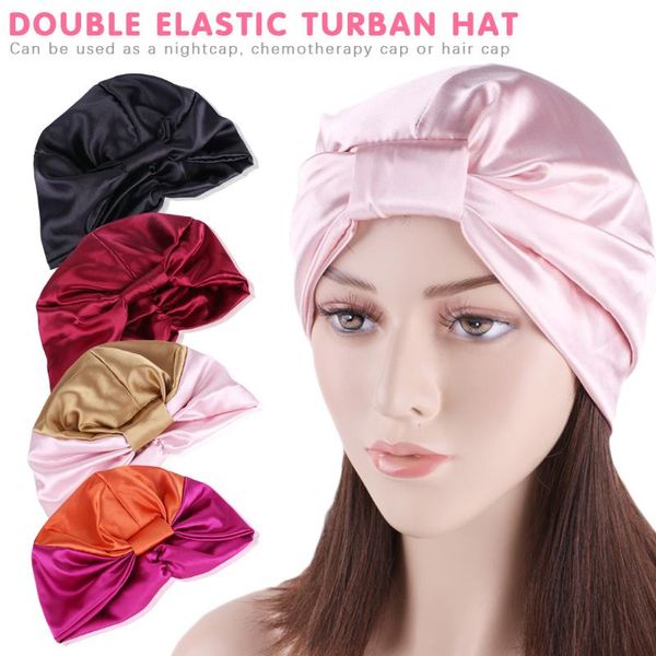 

shower caps 6 colors women's satin sleeping hat salon night sleep cap hair care bonnet nightcap for women bathing head cover wrap 2021