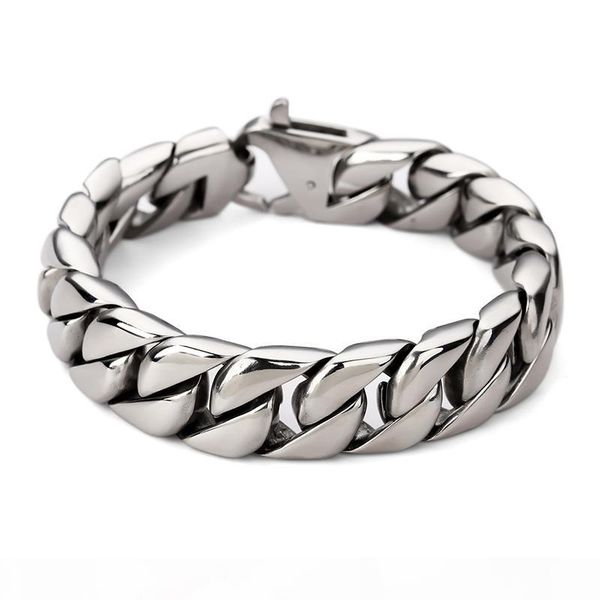 

new arrival men bracelet link chain stainless steel bracelets ultra-wide cool heavy curb mens boys chains bicycle wristband, Black