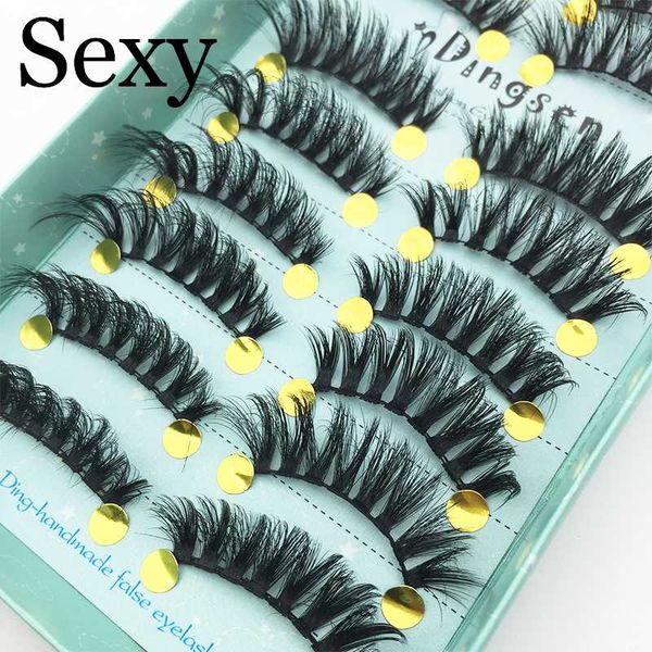 

10 pairs handmade 3d soft faux mink hair false eyelashes crisscross wispy fluffy lashes extension eye makeup tools #3d-111