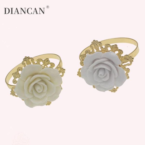 

bloom flower napkin holder with resin stones gold metal napkin ring servilletero for wedding party l table dinner decoration
