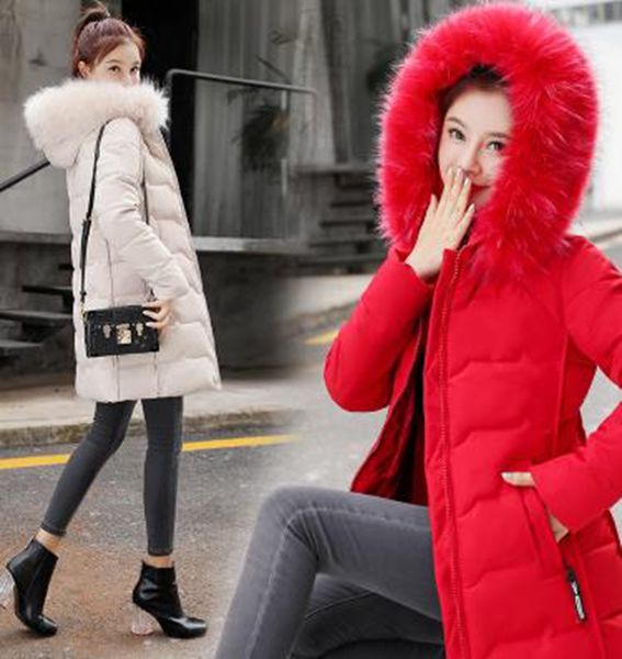 

wholesale fashion new women's mid-length slim thick down padded jacket, Black