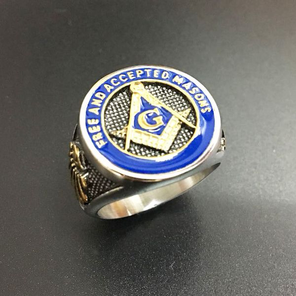 

size 7 to size 14 316l stainless steel a member of the and accepted masons classic ring, Golden;silver