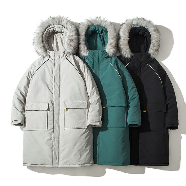 

2020 winter new thick warm mens jacket solid color large pocket hooded large size men's jacket quality fashion loose warm, Black