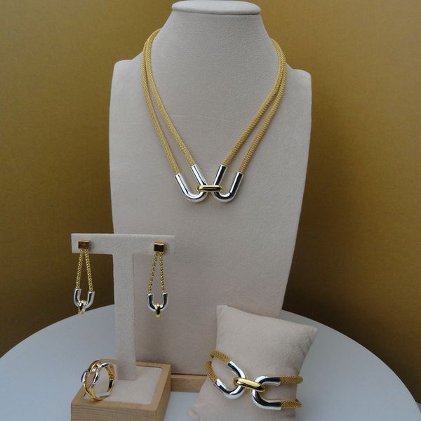 

yuminglai latest design 24k dubai costume jewelry sets simple design fhk5712, Silver