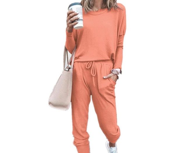 

women solid sporting casual two piece set long sleeve above pants tracksuit outfit suit comfortable sportswear, Gray