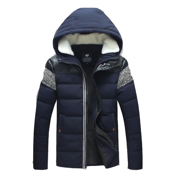 

new arrival men warm parkas white duck down men winter jacket pu leather coat thick parka homme plus 5xl#b03, Black