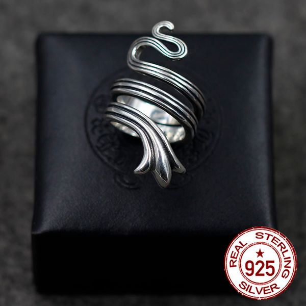 

s925 sterling silver men's ring new retro personality punk style fashion cross frame flower around lovers send gifts to lover