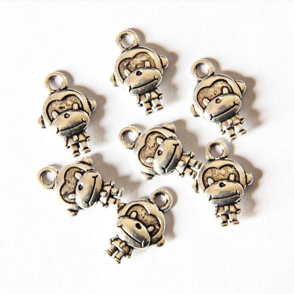 

epacket dhl ancient silver alloy small monkey small pendant with ring gsxd004 jewelry charms pendants, Bronze;silver