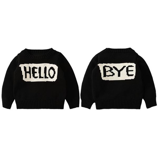 

дети мода свитер весна осень повседневного длинный рукав экипаж шея пуловер мальчики девочка детский унисекс письмо printed tops дети одежда, Blue