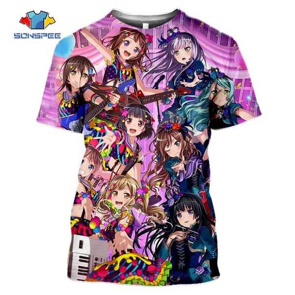 

anime cute girl bang dream 3d summer 3d print shirts funny plus size comics men clothing