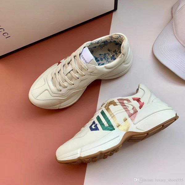 

size35-45 with box,r luxury leather casual sports shoes, fashionable rhyton sneakerss, comfortable versatile,ss