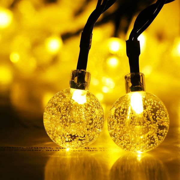 

new solar string lights outdoor fairy lamp multicolor 30/40/60 led crystal ball christmas trees garden party decor for festival