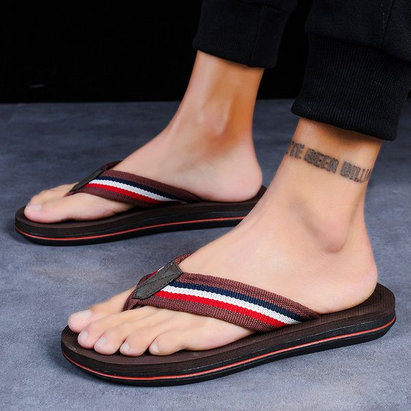 

new flip-flops flat slippers beach shoes non-slip lightweight breathable youth trend shoes outdoor casual male sandals, Black