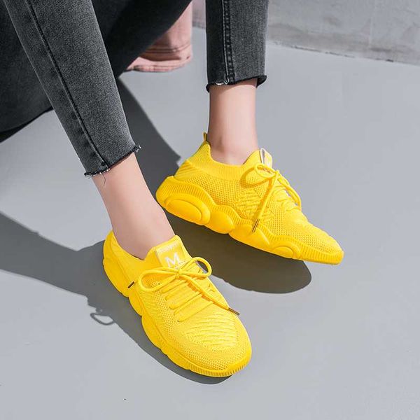 

sport jogging women training sneakers platform students yellow black lace up training shoes female female girls walking shoes