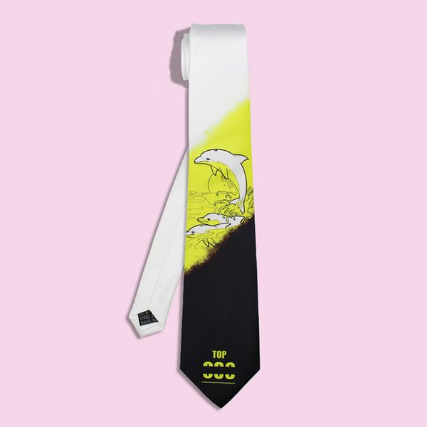 

new male men personality unique fashion tie ying lun fan groom dress casual printed neck tie dolphin bay, Blue;purple