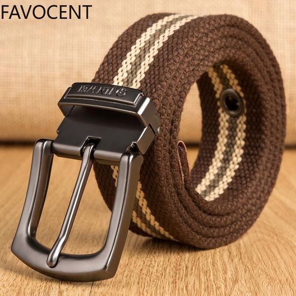 

2020 men's belt tactical canvas pin buckle korean version leisure sports lengthened casual 100-140cm ceinture, Black;brown