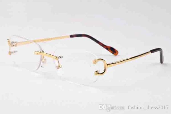 

Brand Designer Sunglasses both sexes apply buffalo horn glasses silver gold sunglasses luxury frameless metal clear lenses with box