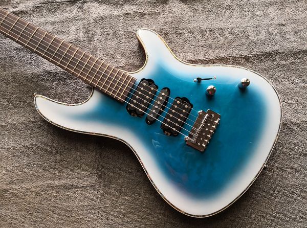 

rare 6 strings gradient blue electric guitar maple body chrome hardware china made guitar ing