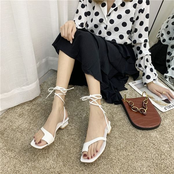 

summer simple and generous ankle strap women sandals fashion wild low-heeled women sandals roman style women's shoes, Black