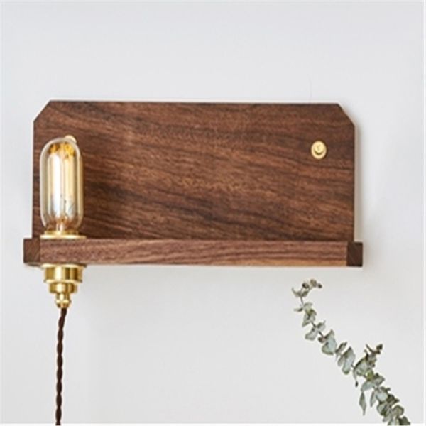 

wall lamp retro black walnut north european corridor porch bedroom solid wood mounted ac