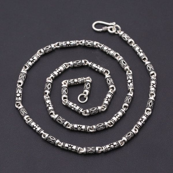 

925 sterling silver necklace 4mm thick fine handmade bamboo necklace christmas gifts for women men
