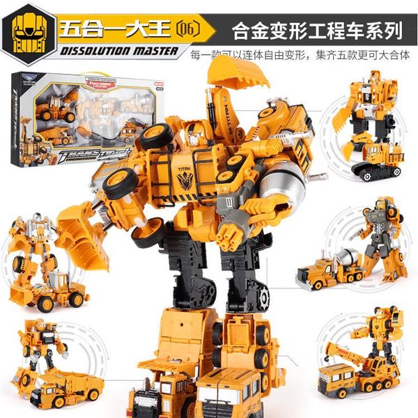

2in1 alloy model transforms robot car set diecasts engineering construction vehicle truck creative assembly deformation toy robot kids toys
