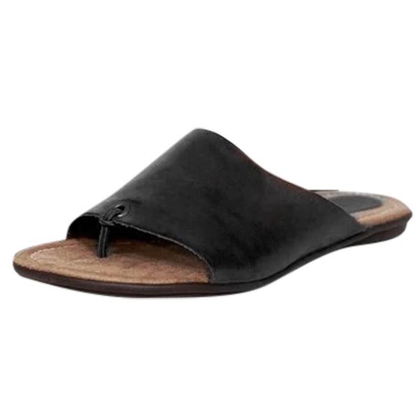 

summer women's retro roman clip toe slippers open-toed sandals slippers flat casual beach shoes, Black