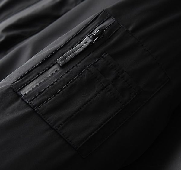 

stand collar mens luxury left chest zipper thick man down jackets winter slim fit male coats plus size002, Black