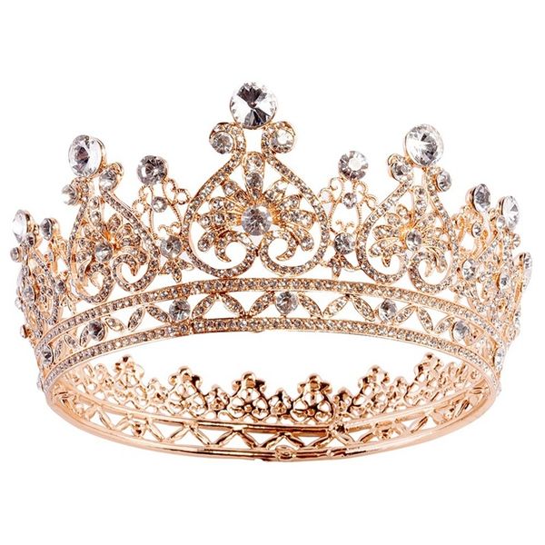 

crown crystal tiara for women bridal crown wedding birthday prom queen pageant hair accessories, White;golden