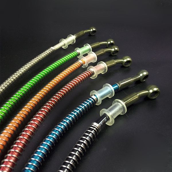 

motorcycle dirt bike braided steel hydraulic reinforce brake line clutch oil hose tube with spring universal fit racing