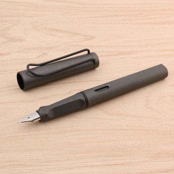 

ef nib fountain pen black titanium plastic matte gray office writing stationery