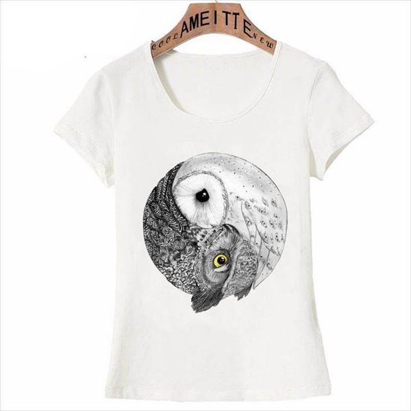

balance yin yang owls t shirt summer vintage style women t shirt fashion casual girl fashion art tees woman funny shirts, White