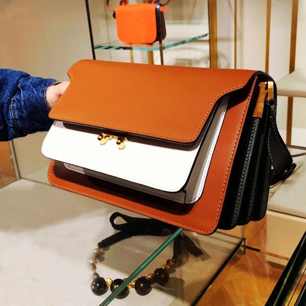 

blooming2020 multi-layer contrast organ square small female decent leather shoulder messenger bag