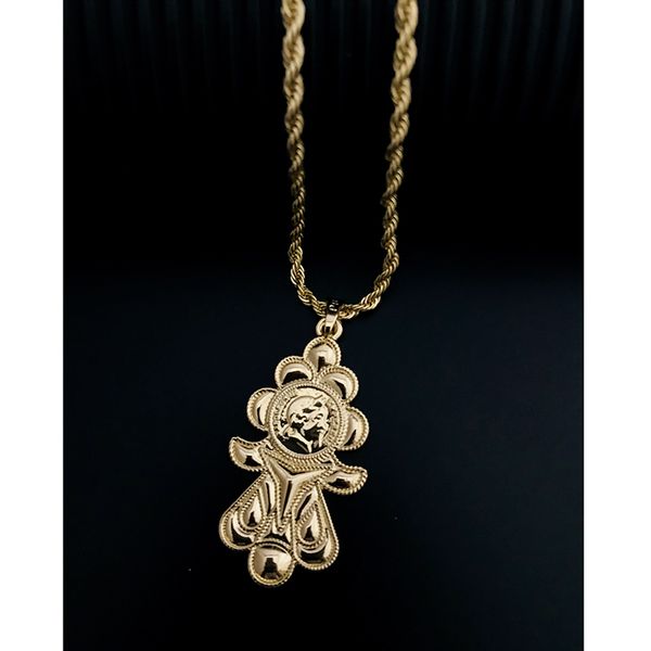 

gold color algeria long pendant necklace for women arabic head necklace turkish ethnic wedding jewelry, Silver