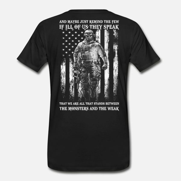 

military veteran stands between monster and weak t shirt men gift cotton size s-3xl cool gift basic summer style pictures
