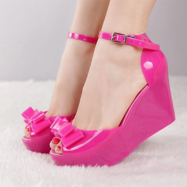 

2020 new women's shoes summer korean jelly sandals fish mouth sponge cake thick bottom plastic student high heels, Black