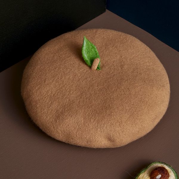 

berets the leaves fall and winter beret elegant hand-felted wool painter hat female autumn wild cute japanese, Blue;gray