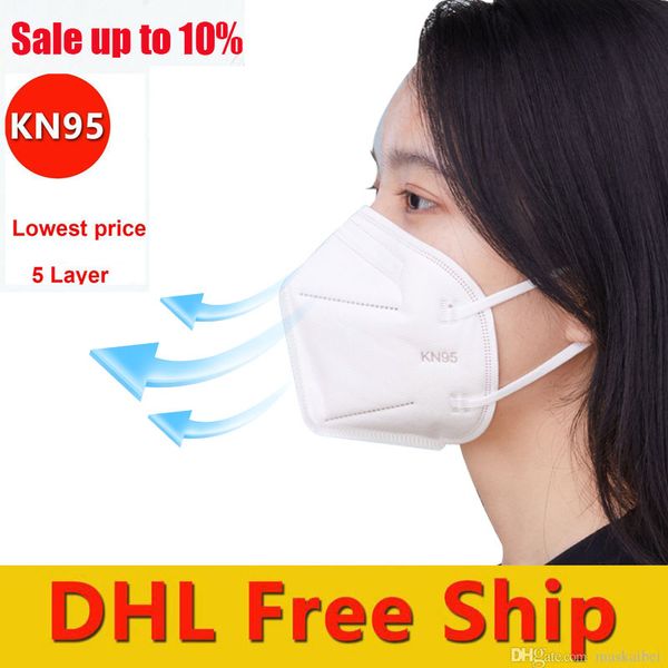 

Free DHL Shipping 3-7 days to US High Quality Wholesale 5Ply KN95 White Face Mask With Certificate Anti Dust Dustproof PM2.5 Mask