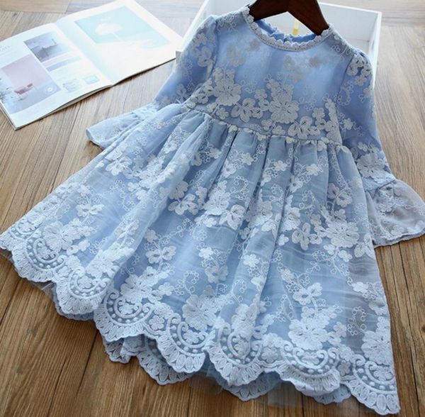 

lace girl dress 2020 spring new style flare sleeve princess dresses for party wedding baby clothes 2-8y e88670, Red;yellow