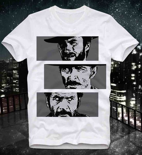 

2019 men fashion o-neck tshirt homme the good bad ugly elint eastwood cult western movie retro vintage white create t shirt
