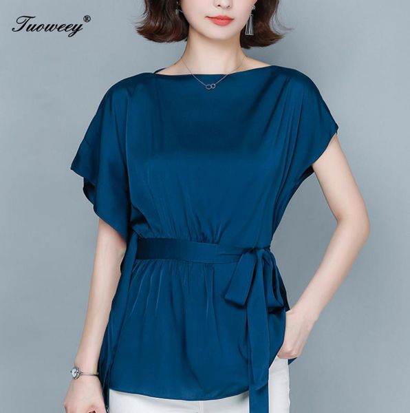 

autumn female solid short sleeve shirts casual blue blusas mujer women new fashion silk blouse floral printed shirt, White