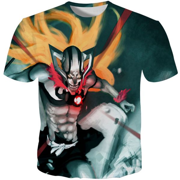 

bleach t shirt 3d print short sleeve men casual tees male gifts summer plus size tshirts, White;black