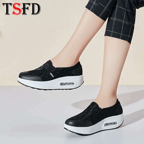 

mesh breathable women's sports shoes 2020 air cushion women running shoes slip-on sport sneakers woman platform athletic shoe e5