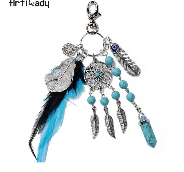 

artilady dreamcatche keychain keyring boho jewelry feather key chain for women jewelry05, Silver