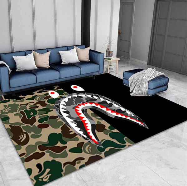 

camouflage shark face mouth floor mats designer kitchen carpets living room bathroom rug sofa blanket bedroom yoga pad door mat sale e81101